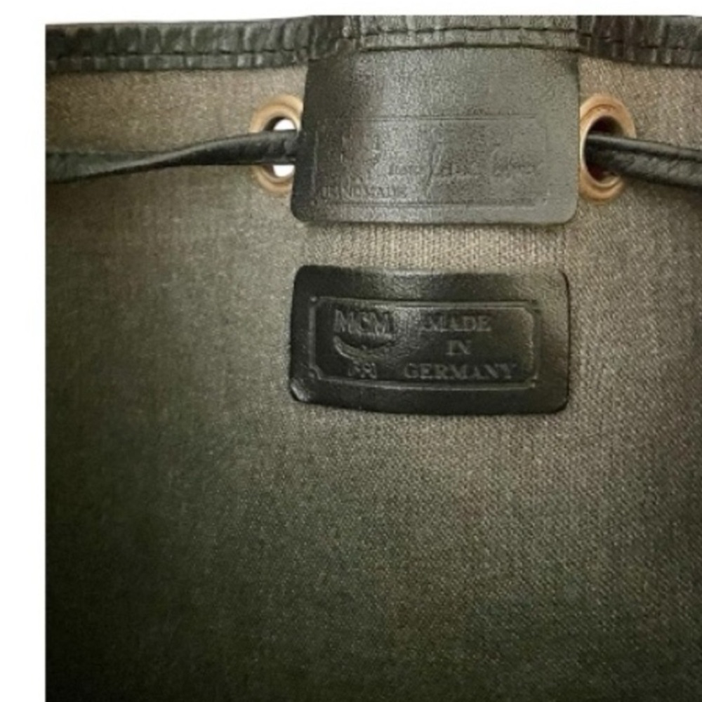 MCM Monogram & Visetos Bucket Bag Nylon & Leather Vintage Black Made in Germany - Picture 8 of 16